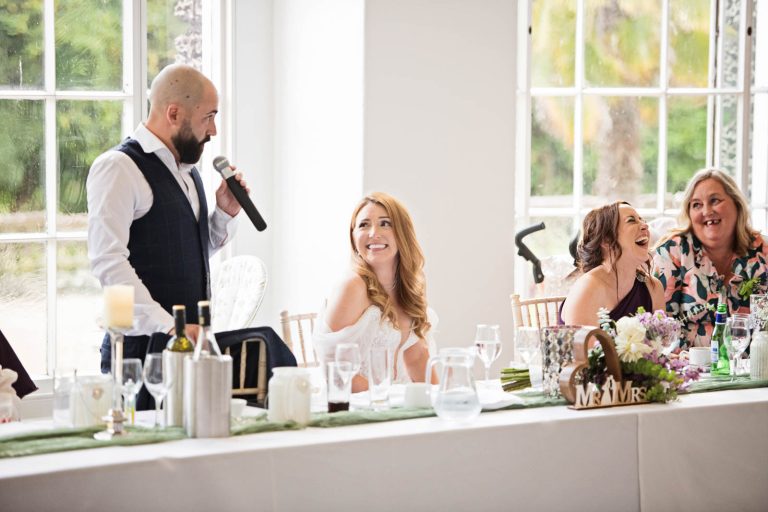 Grooms wedding speech at Margam Country Park.