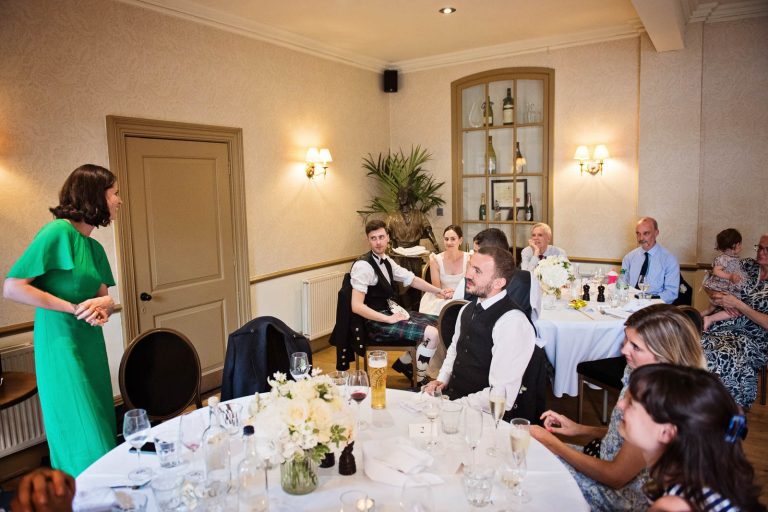 Sister of the bride Bride doing wedding speeches, photograph taken at Hotel du Vin, Winchester by Blooming Photography