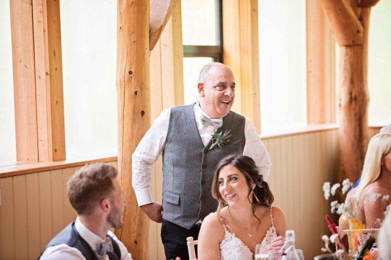 Father of the bride delivering his speech at Owlpen Manor.