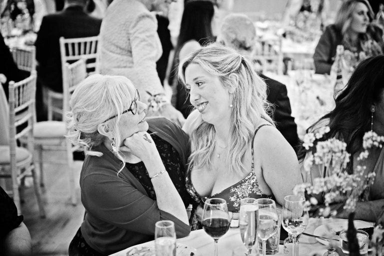 Candid photo of wedding guests.