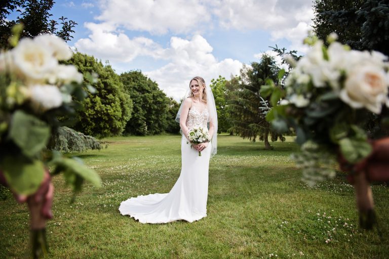 Bride and wedding bouquets.