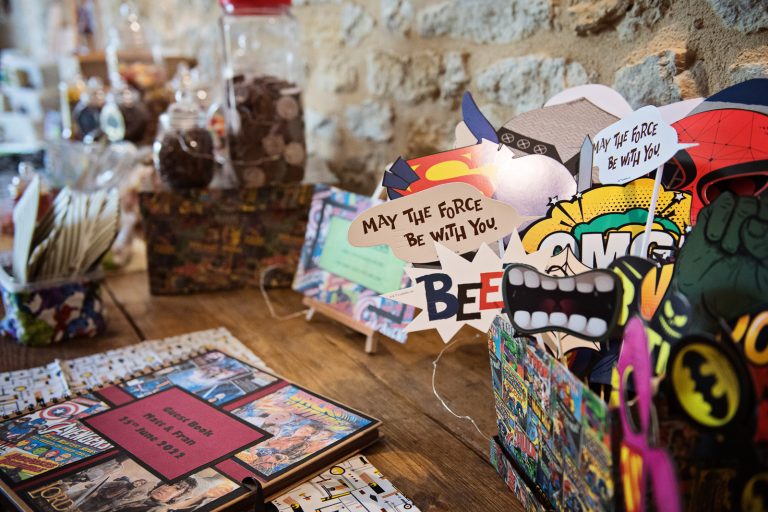 Wedding comic details.