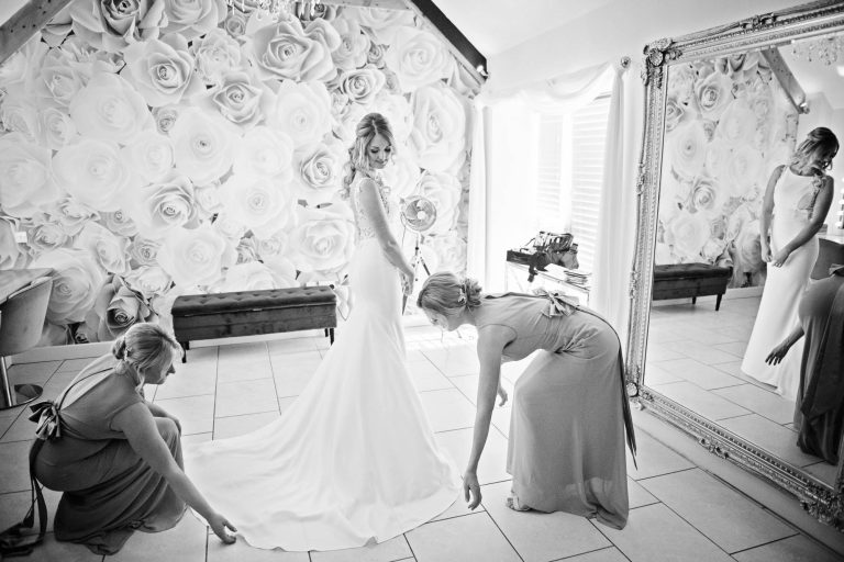 Natural bride prep photos at Kingscote Barn Gloucestershire