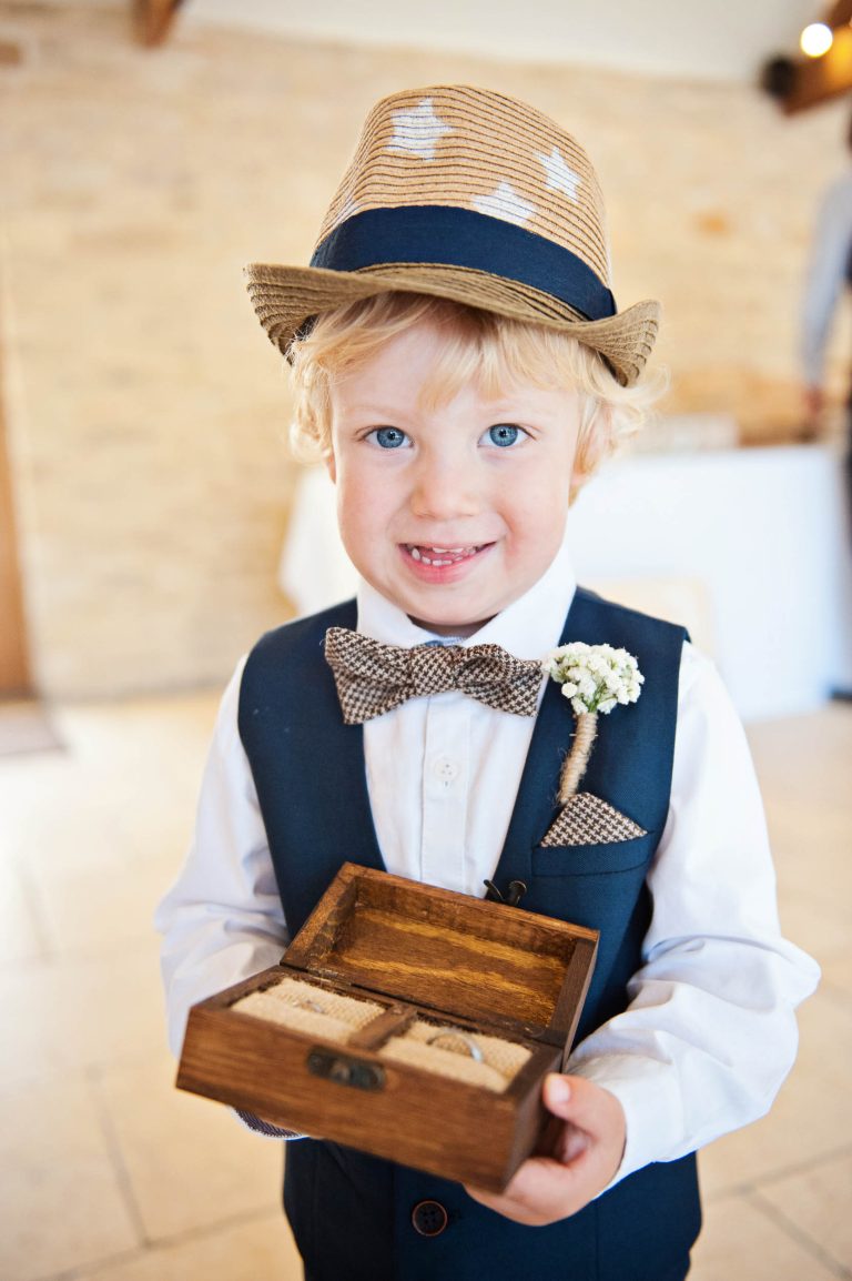 Cute page boy at Kingscote Barn