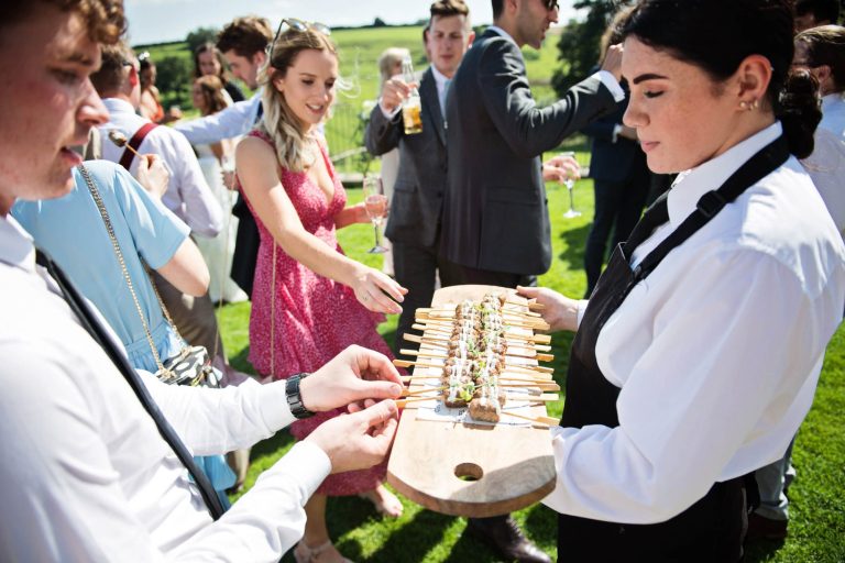 Canapés at countryside wedding venue Kingscote Barn