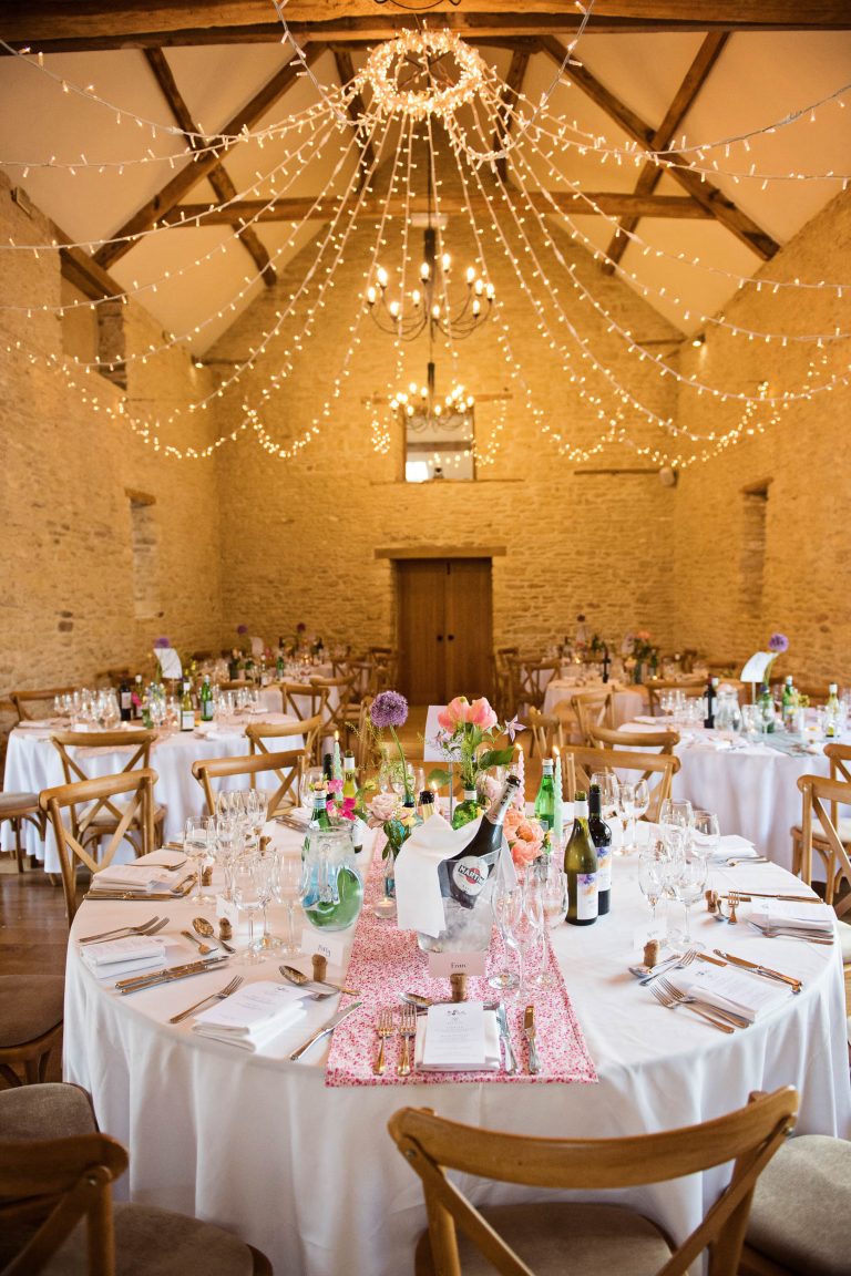 Wedding Barn set up at Kingscote Barn