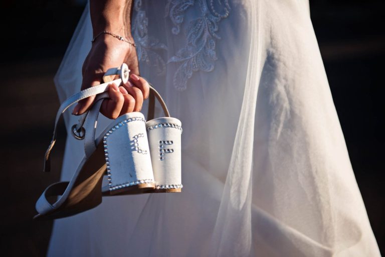 Wedding shoes at Kingscote Barn