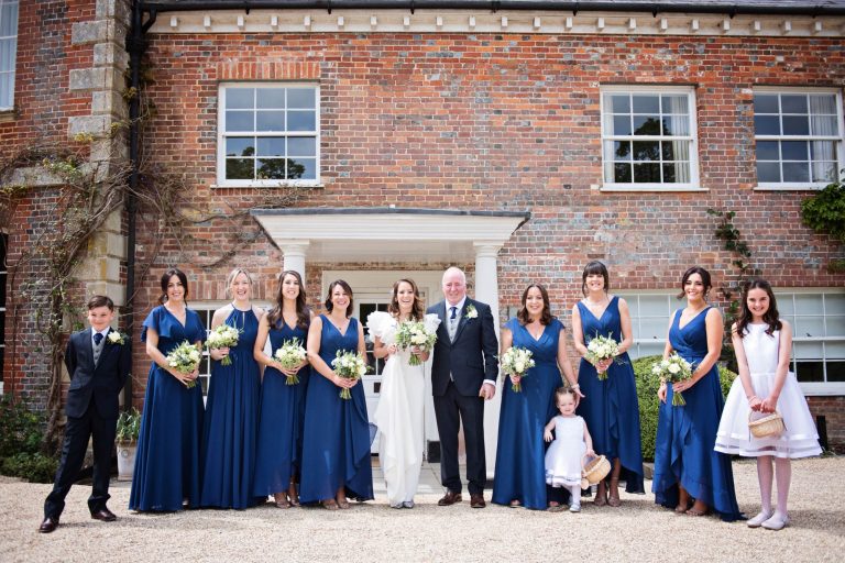 Photo of the bride and her bridal team outside the front of Syrencot.