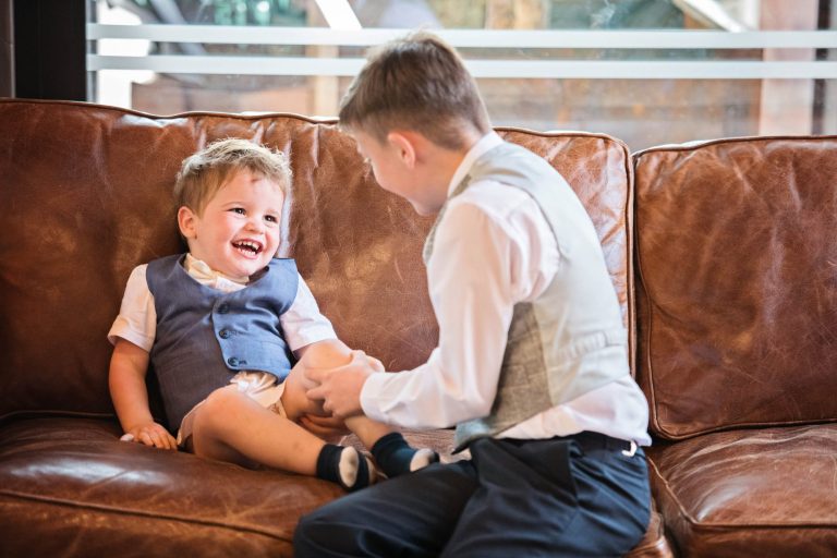 Candid photo of kids during the wedding breakfast.