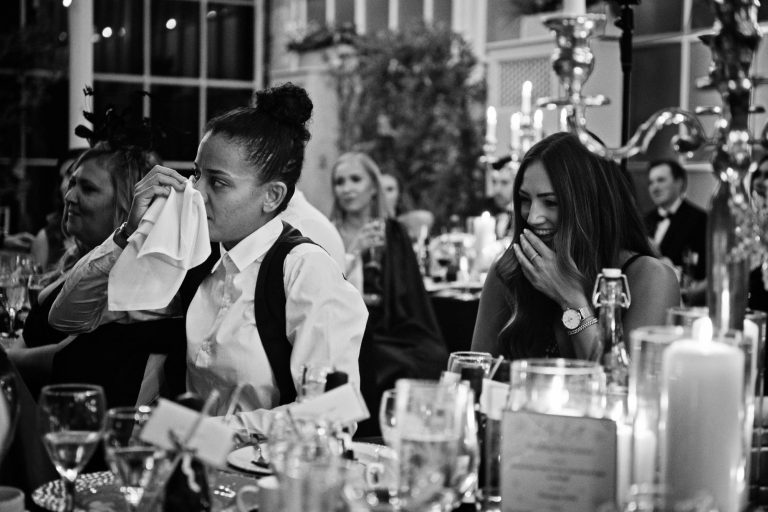 Emotional speeches captured candidly. B&W image.