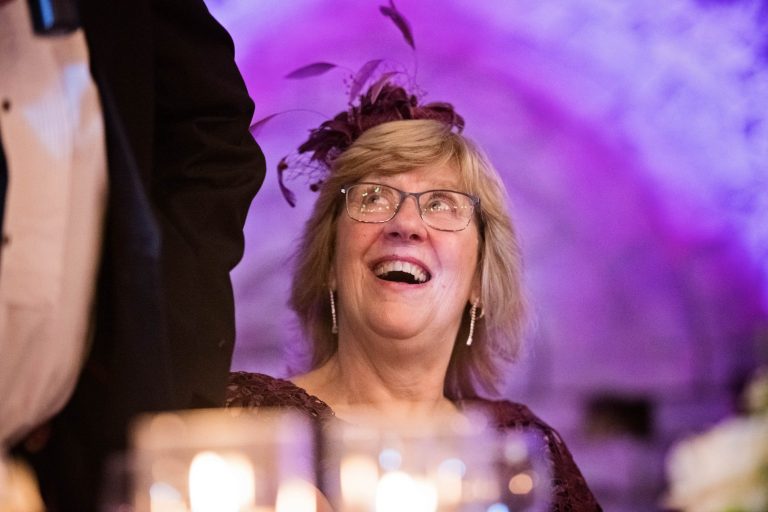 Candid photo of the brides mum.