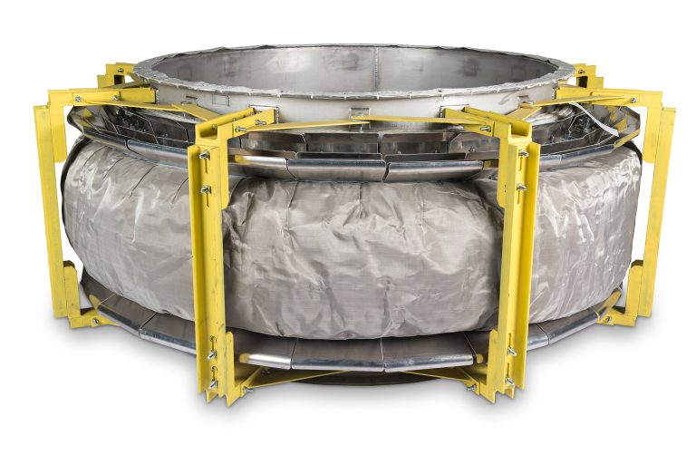 Product photograph of a large engineering expansion joint shot on a white background.