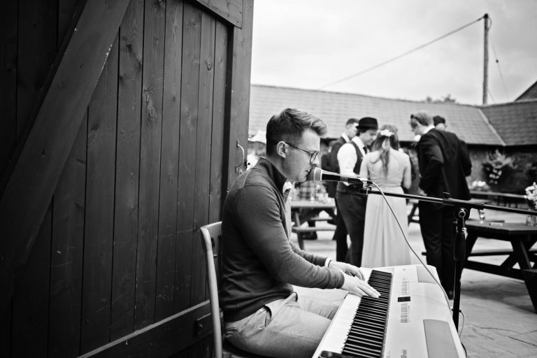 Chris Quidgley musician providing music at wedding at Overbarn Farm,