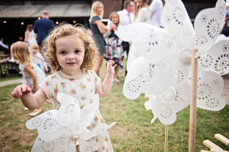 Candid wedding photo of children at Overbarn, Gloucester