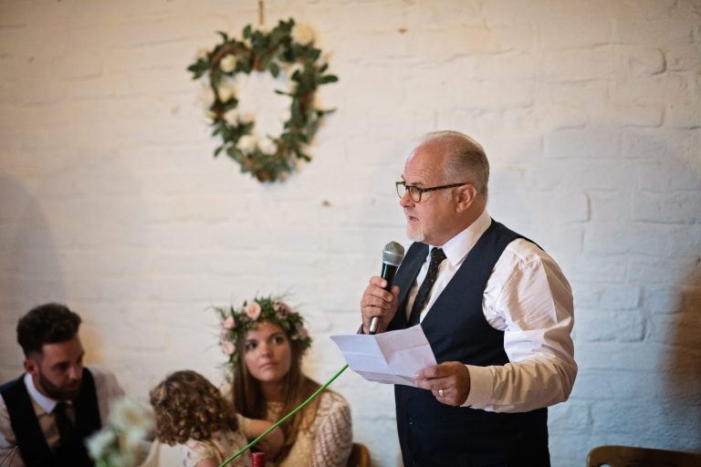 Father of the bride delivers his wedding speech.