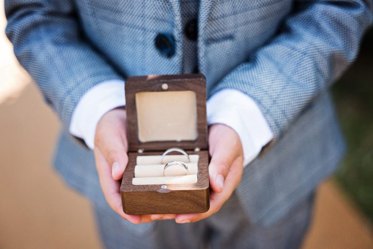 Wedding rings in a wooden box