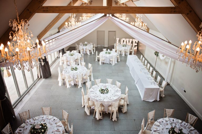 Wedding breakfast set up at Blackwell Grange