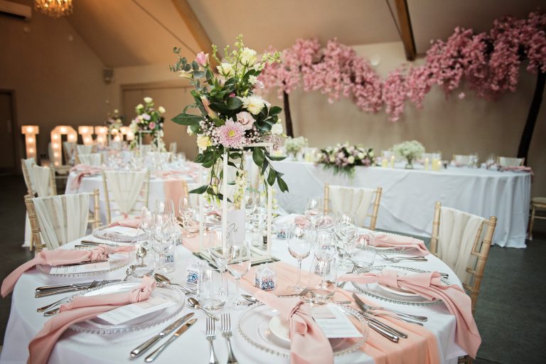 Wedding breakfast set up at Blackwell Grange