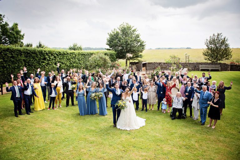 Large group photo in the gardens at Cripps Barn.