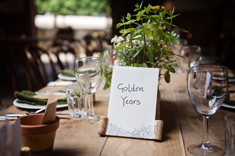 Wedding breakfast table settings.