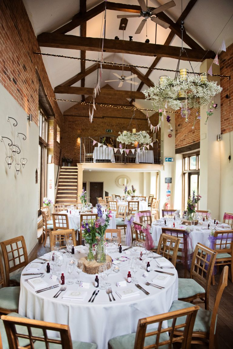 Wedding breakfast set up at Dodmoor House.