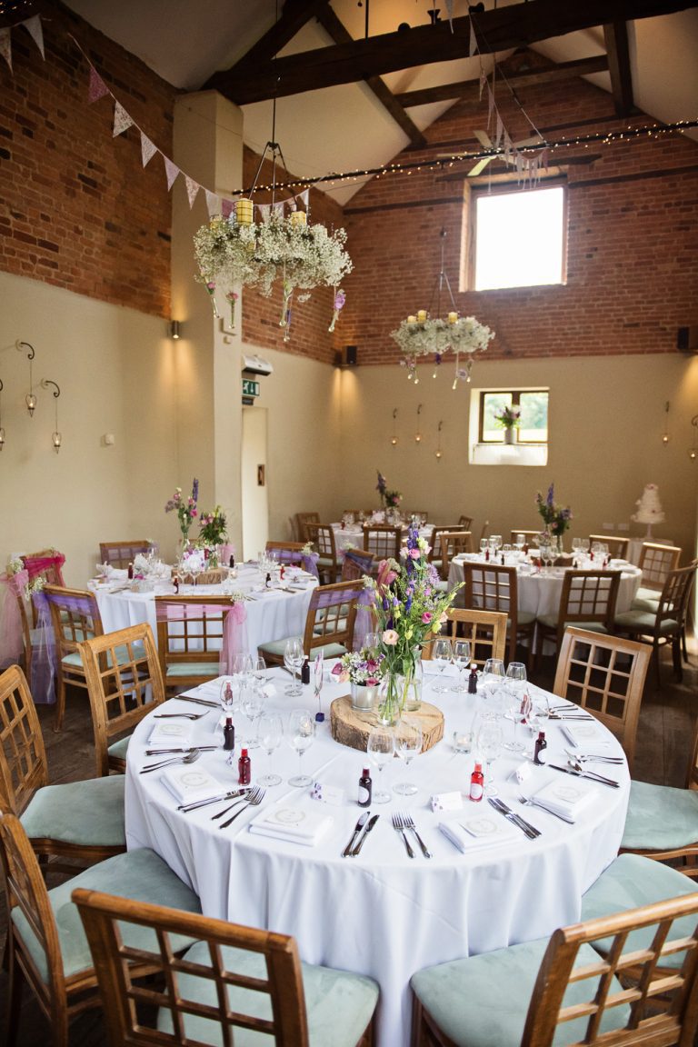 Wedding breakfast set up at Dodmoor House.