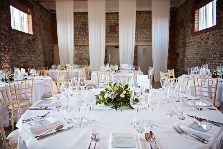 Wedding breakfast set up at Farbridge.