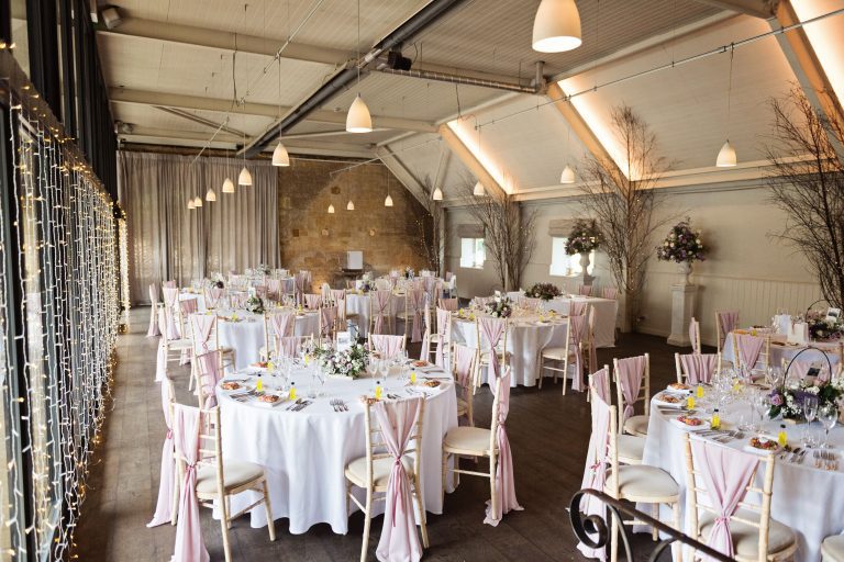 Wedding breakfast layout at Lapstone Barn.