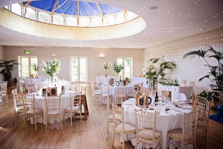 Wedding breakfast table set up in the Hilarium.. Stunning..