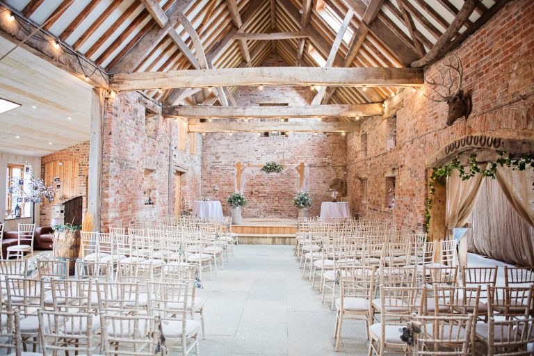 Layout of the ceremony at Milton End Farm. All chairs laid out.