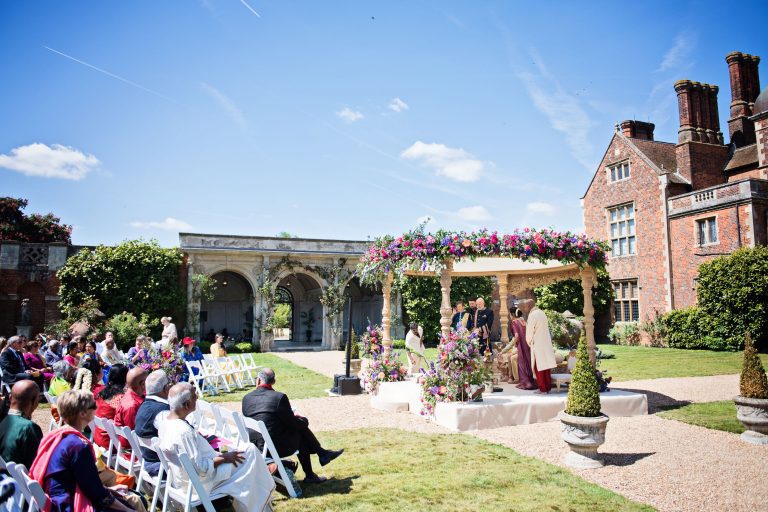 Hindu ceremony taking place outdoors at North Mymms Park.