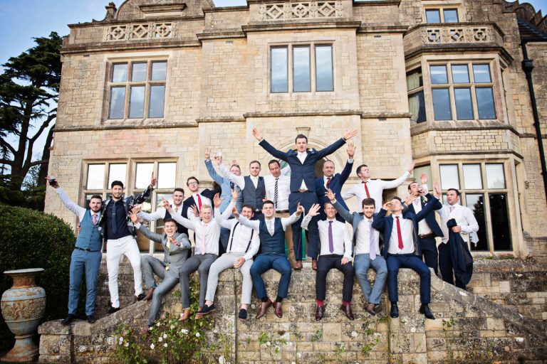 Groom and his merry men celebrate his wedding.