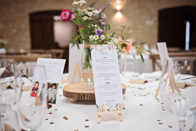 Wedding breakfast table settings.