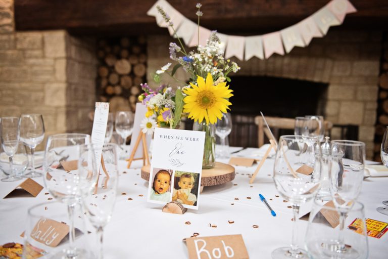 Wedding breakfast table settings.