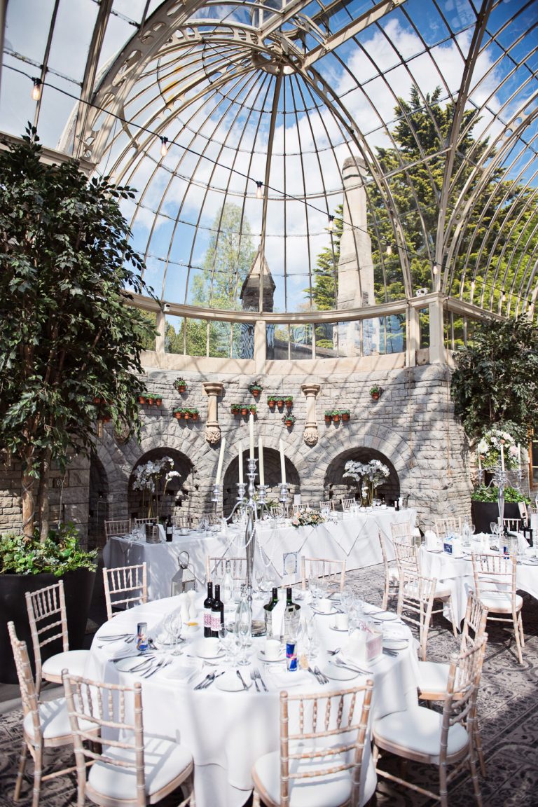 Wedding breakfast set up at the Orangery