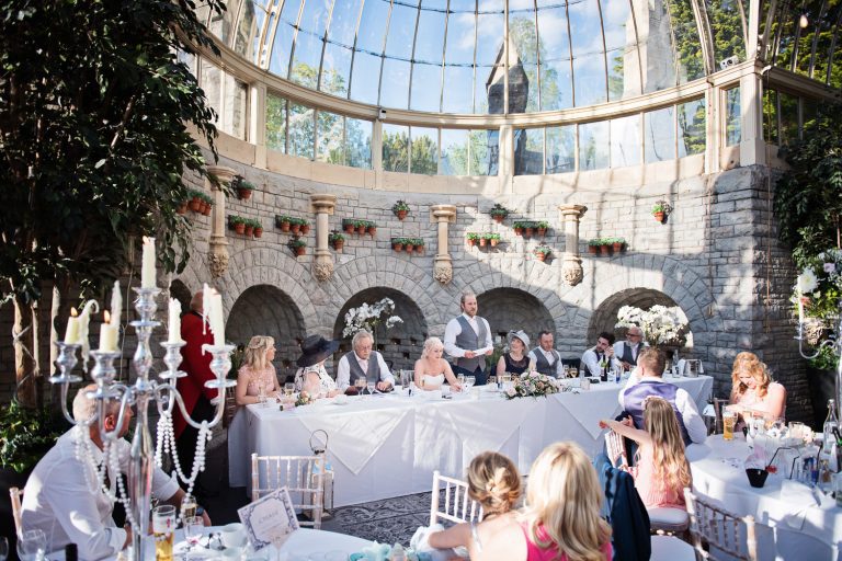 Groom delivers his wedding speech in the Orangery to his wedding guests.