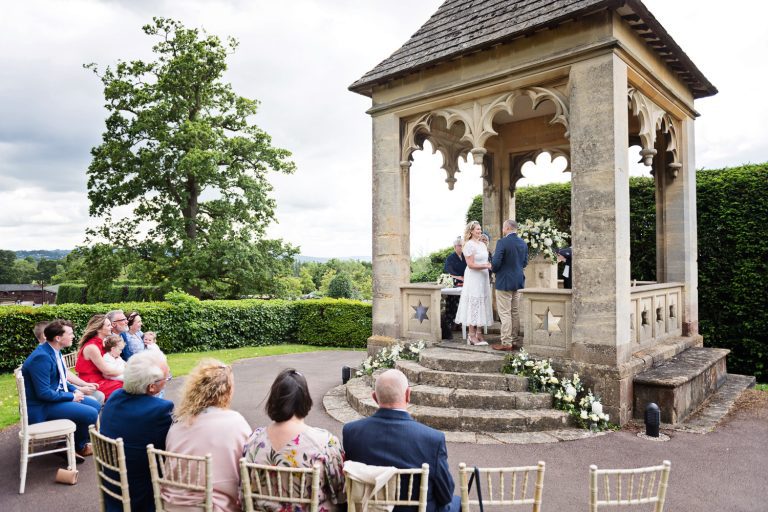 Outdoor wedding ceremony at Ellenborough Park.