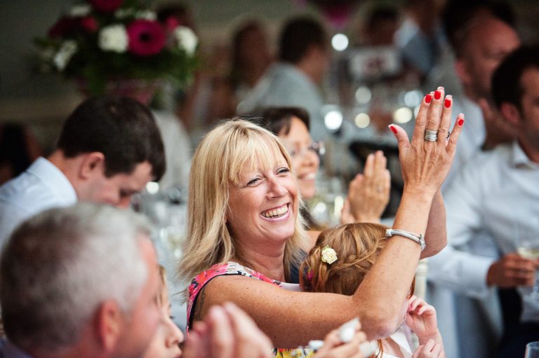 Candid photo of wedding guest at Ellenborough Park.