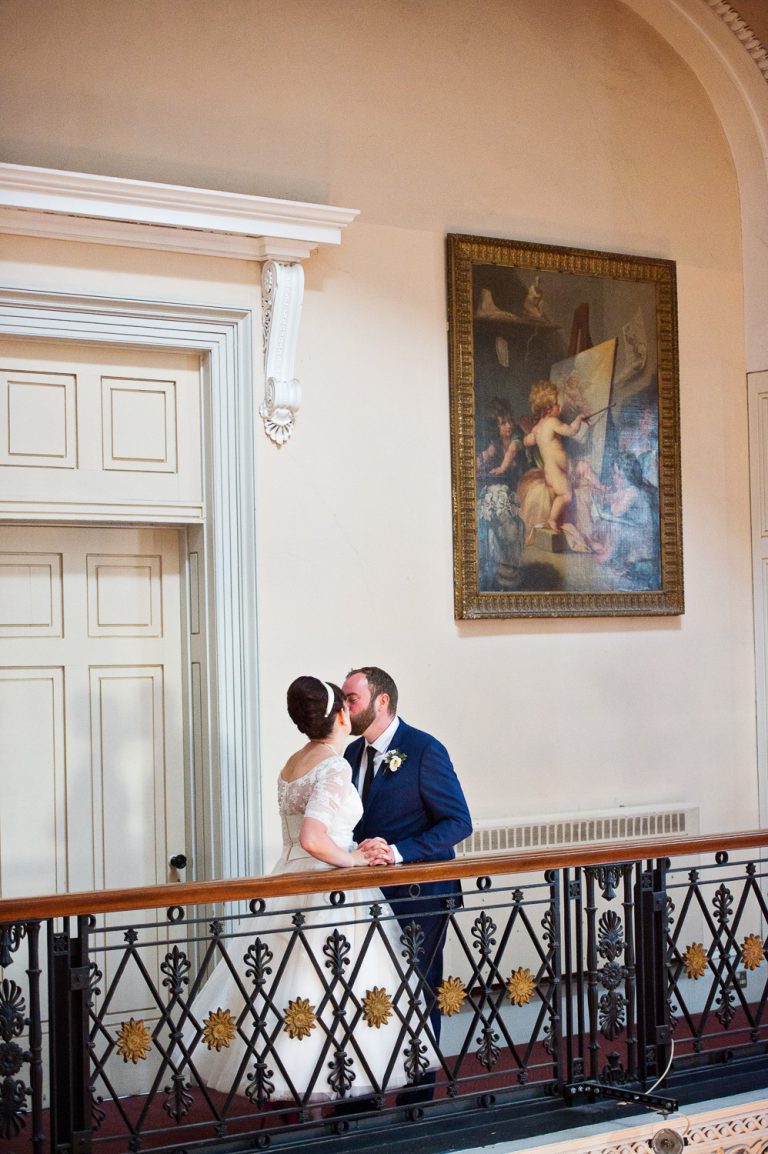 Bride and groom grab a moment together.