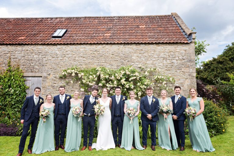 Bridal party at Priston Mill.