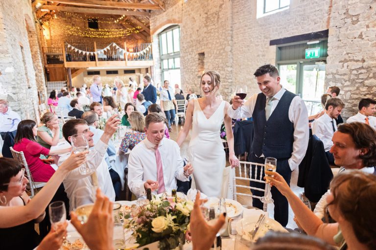 Wedding breakfast celebrations at Priston Mill.