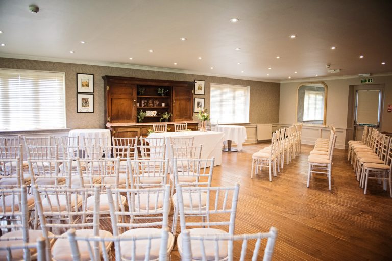 Wedding ceremony set up at The Slaughters Country Inn