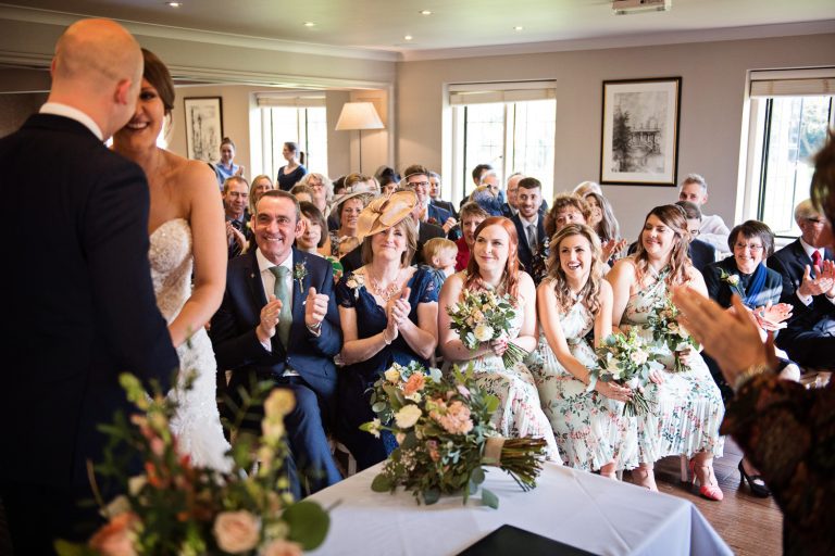 Wedding guests celebrate the marriage at The Slaughters Country Inn