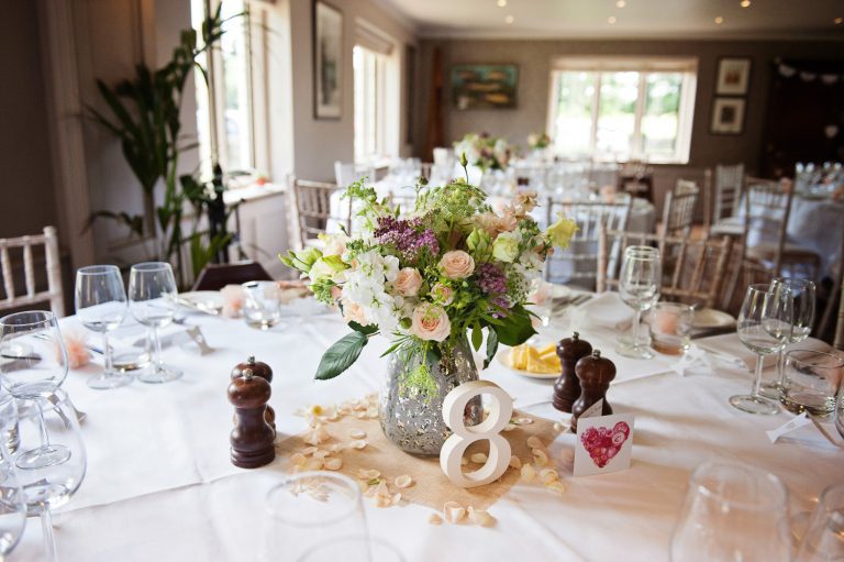 Wedding breakfast table details.