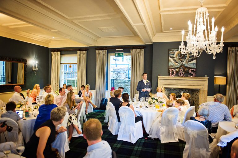 Wedding speeches at The Swan, Bibury
