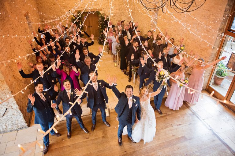 Fun group shot at Kingscote Barn.