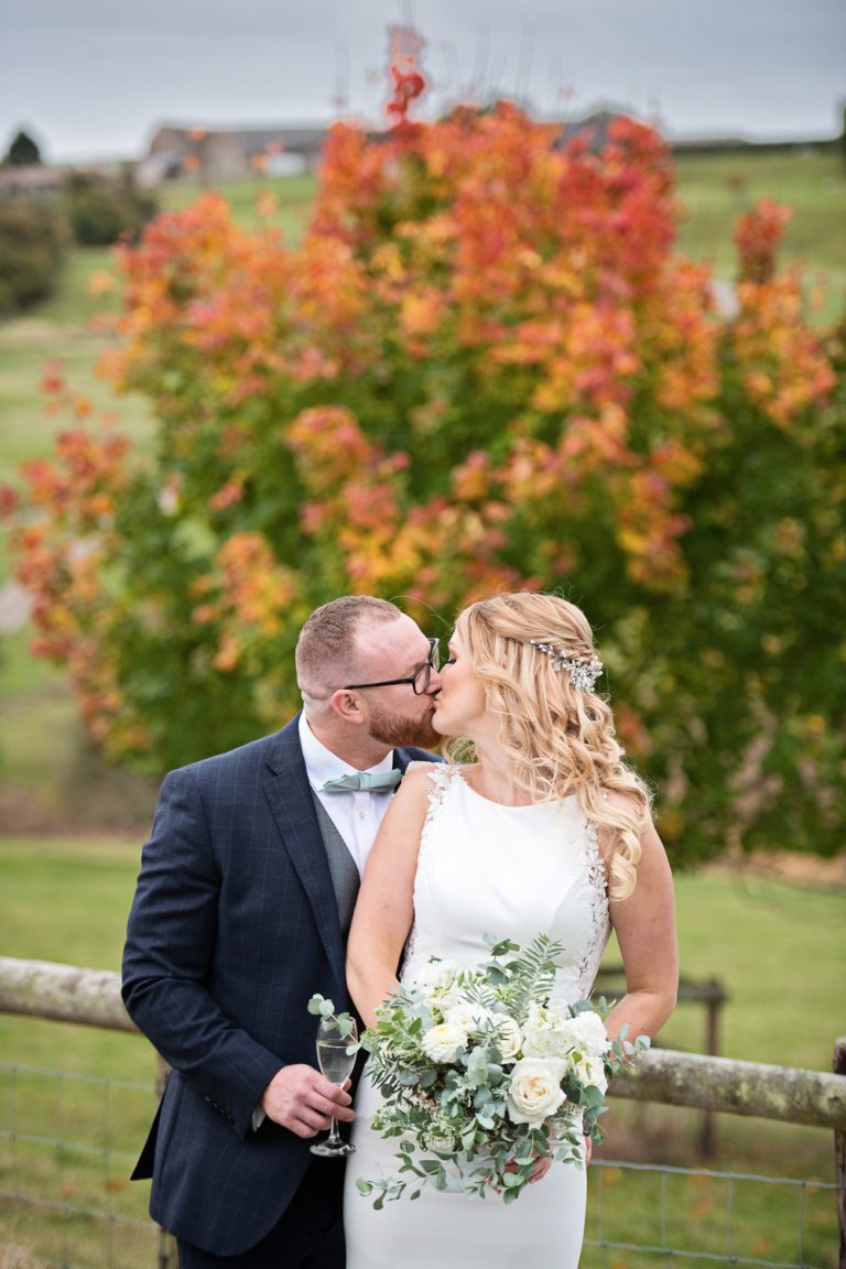 Autumnal colour at a wedding at Kingscote