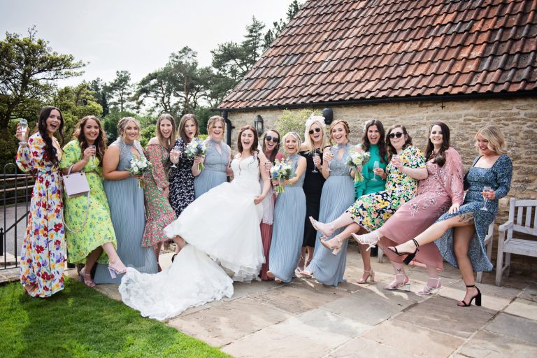 Bride and her friends having fun.
