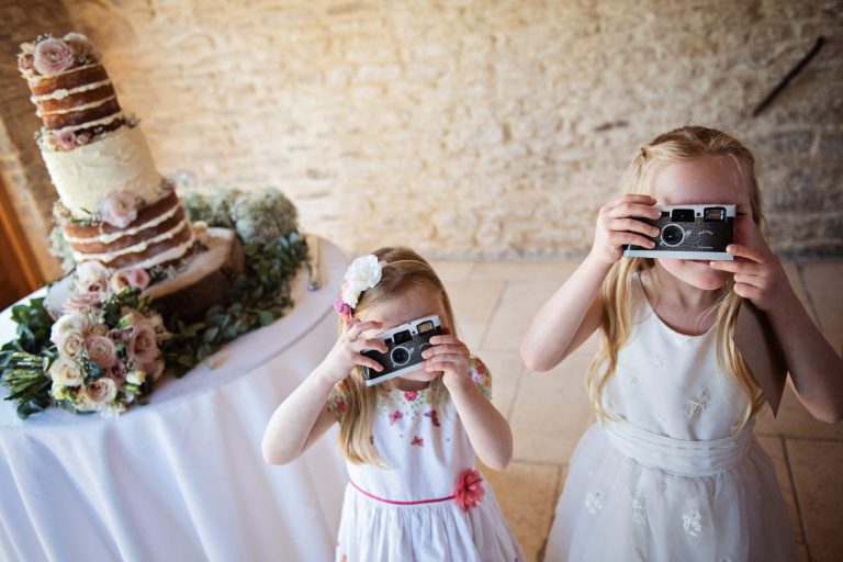 Fun storytelling photo of flower girls.