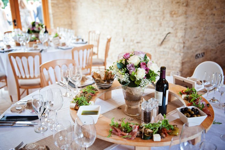 Sharing table set up by Strawberry Fields at Kingscote Barn.